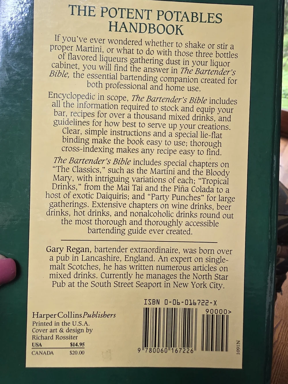 The Bartender's Bible — by Gary Regan Hard Cover Spiral Bound
